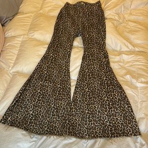 Animal print wide leg pants - free people